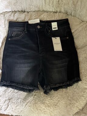 Judy Blue Black Frayed Hem High-Rise Denim Shorts